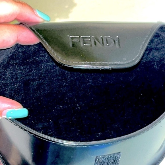 Fendi Sunglasses Case, Black, Has Velvet Fendi design inside.